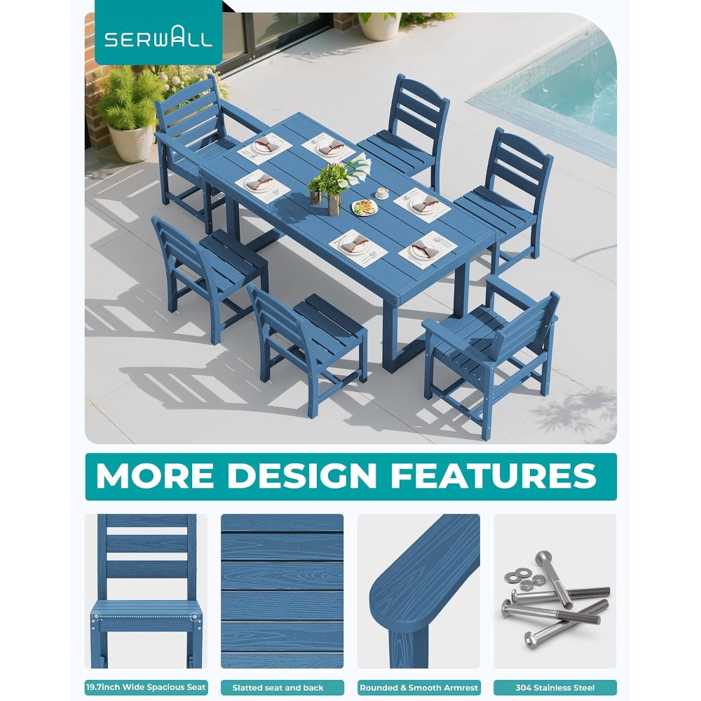 HDPE Outdoor Dining Set for 6, - Outdoor Furniture Dining Set reseña y precio